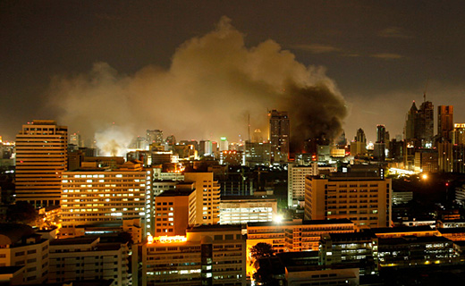 Fires burning in downtown Bangkok on Wednesday, 19 May 2010 Fires burning in downtown Bangkok on Wednesday, 19 May 2010