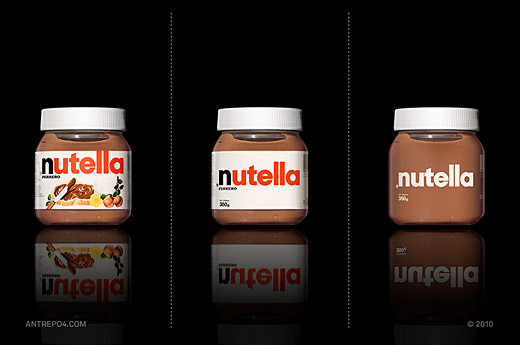 Proposals for minimalist packaging for some of the world's favourite brands – a Nutella jar with the product showing though is simply clever