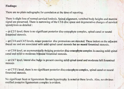 Reading medical reports is a pain in the neck