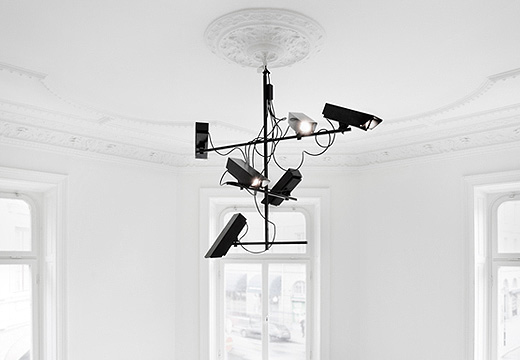 A chandelier with cameras for that Big Brother feeling in the comfort of your home