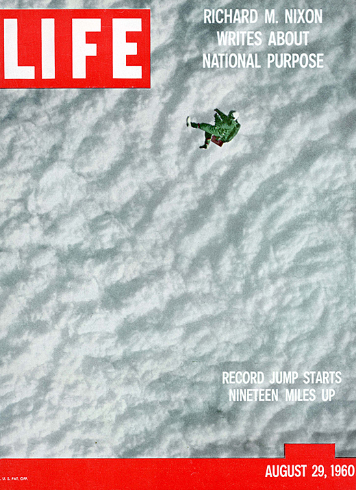 Joe Kittinger's 19 mile jump as recorded on a Life Magazine cover