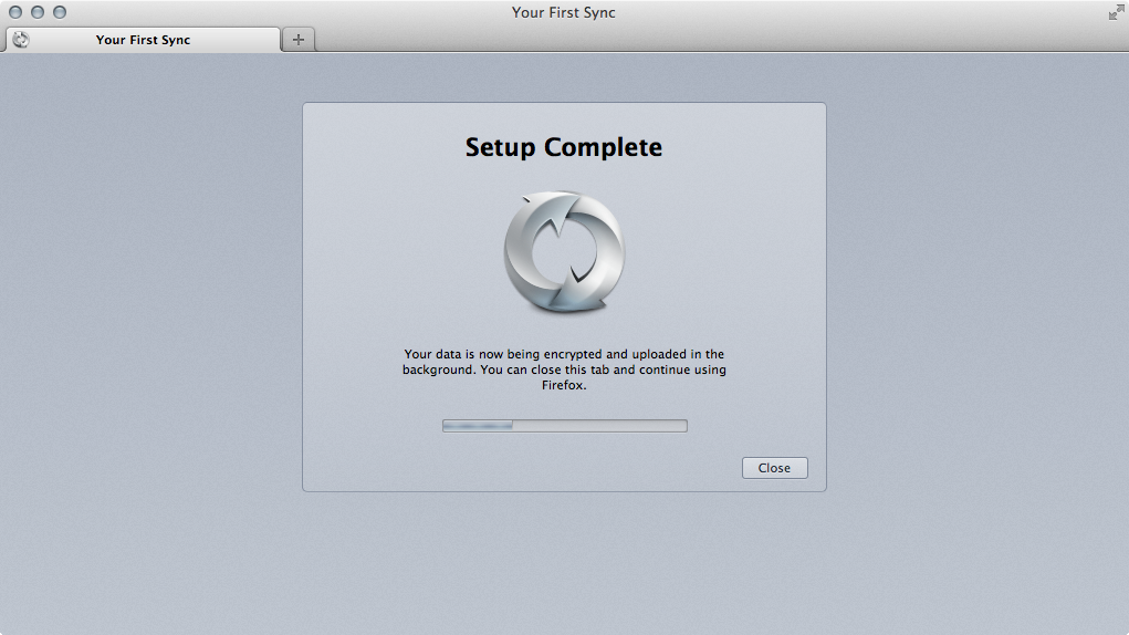 The initial sync screen on Firefox The initial sync screen on Firefox